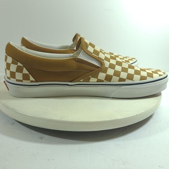 NEW Vans Classic Slip-On Sz 12 Color Theory Checkerboard Golden Brown Sneakers - Picture 4 of 13